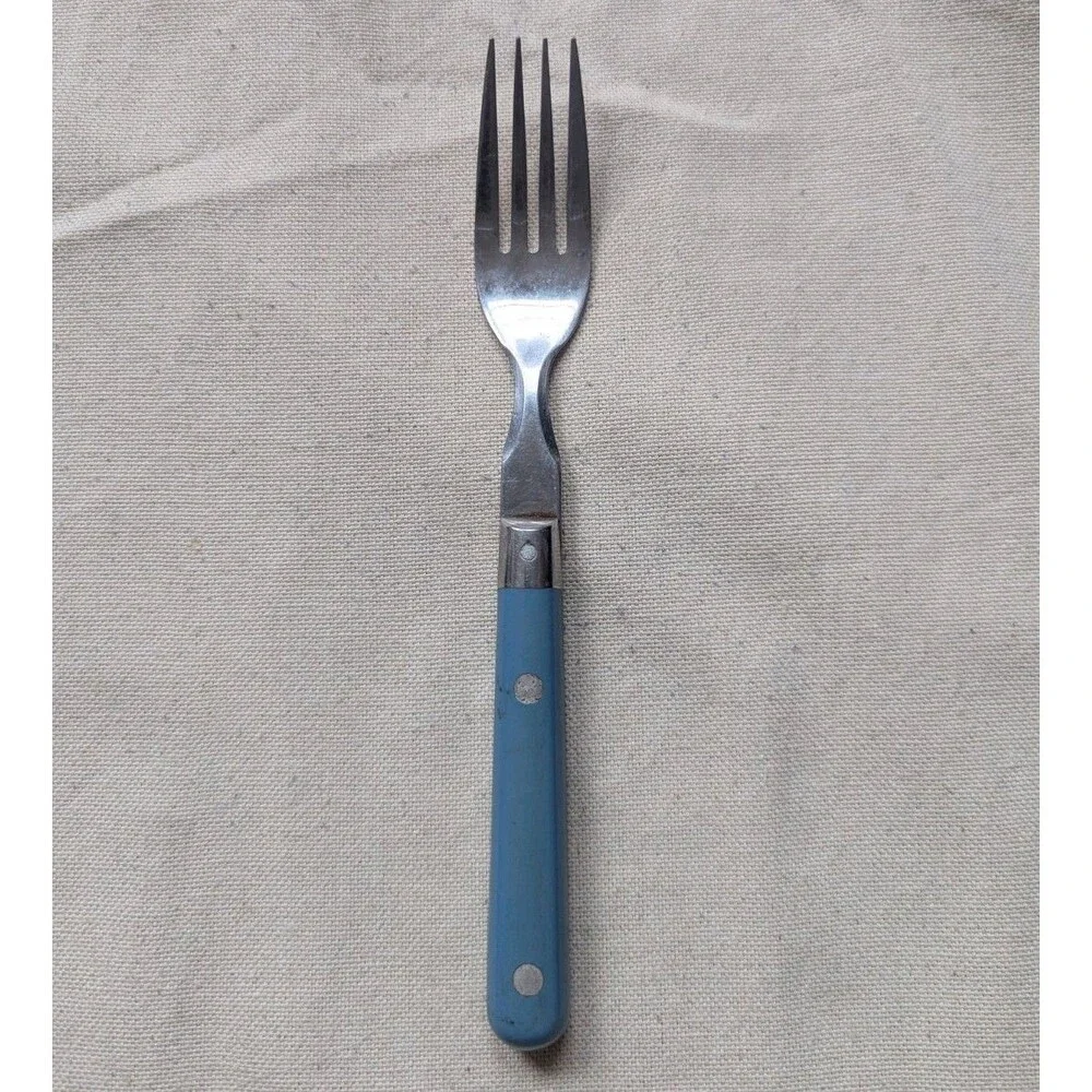 Vintage WF Mardi Gras Sky Blue Stainless Flatware Silverware Dinner Fork 7.5